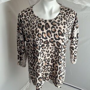 Ariella multicolor leopard print lightweight knit top